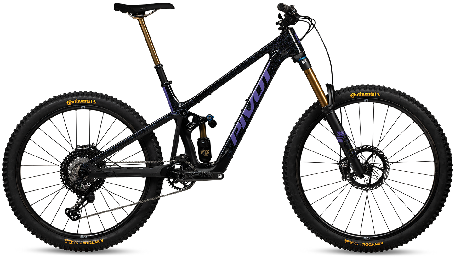 Pivot Firebird Pro XT Di2 Enduro Bike in der limitierten Farbe Purple Galaxy – erhältlich bei Gravity & Sons in Helmbrechts, Oberfranken.