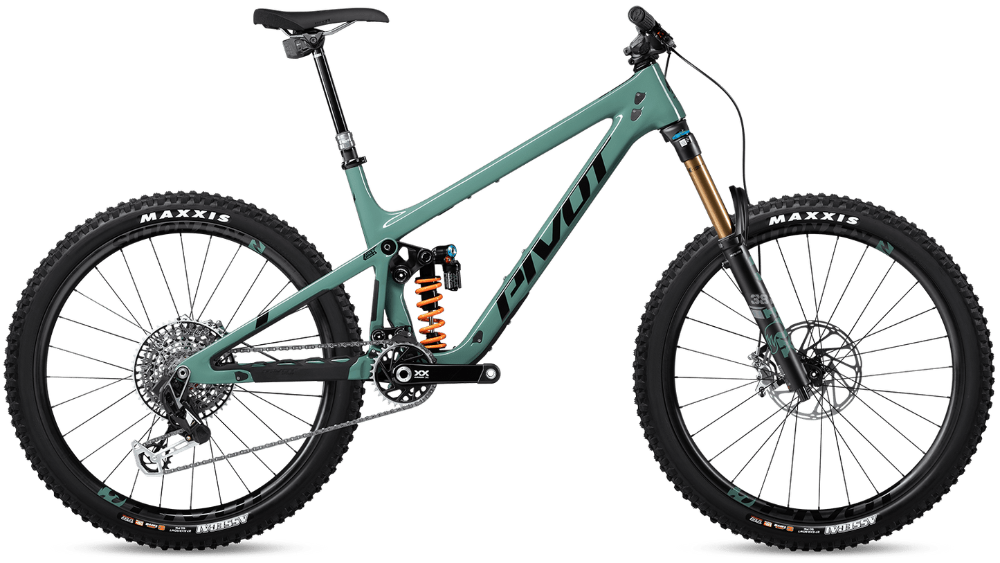 Pivot Switchblade in Mint Relic – agiles Trailbike mit modernem Fahrwerk und edlem Design, erhältlich bei Gravity & Sons in Helmbrechts, Oberfranken.