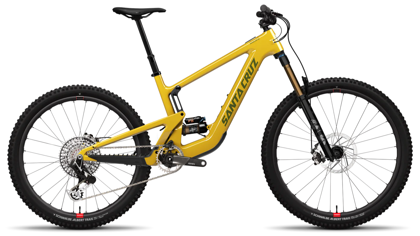 Santa Cruz Heckler SL 2025 in Gloss Mustard – stylishes Light-E-MTB mit hochwertiger Ausstattung, erhältlich bei Gravity & Sons in Helmbrechts, Oberfranken.