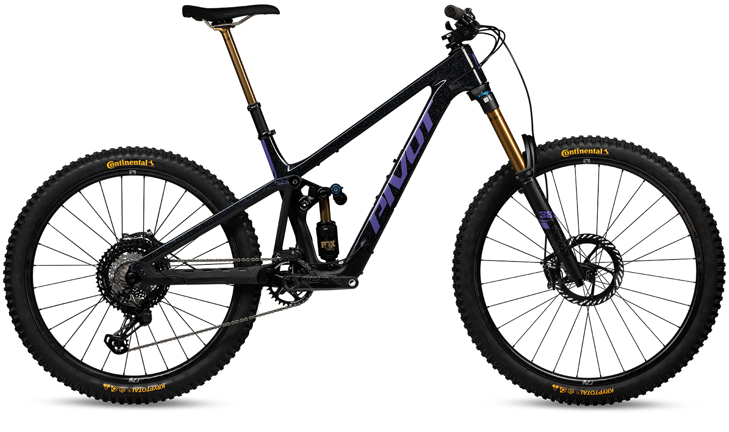 Pivot Firebird Pro XT Di2 Enduro Bike in der limitierten Farbe Purple Galaxy – erhältlich bei Gravity & Sons in Helmbrechts, Oberfranken.