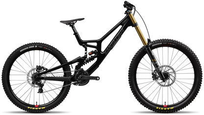 Santa Cruz V10 2025 in Gloss Black Sparkle – Highend-Downhill-Bike mit Carbonrahmen, erhältlich bei Gravity & Sons in Helmbrechts, Oberfranken.