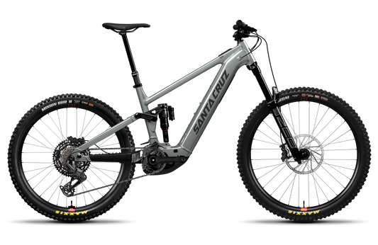 Santa Cruz Vala AL in Gloss Lunar Gray – hochwertiges E-Mountainbike mit Aluminiumrahmen und Bosch Performance CX Motor, erhältlich bei Gravity & Sons in Helmbrechts, Oberfranken.